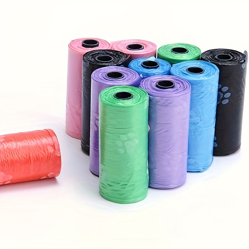 150/300/600pcs Random Color Cartoon Paw Graphic Dog Poop Bags Pet Poop Bags Leak-Proof Dog Waste Bags For Pet Supplies