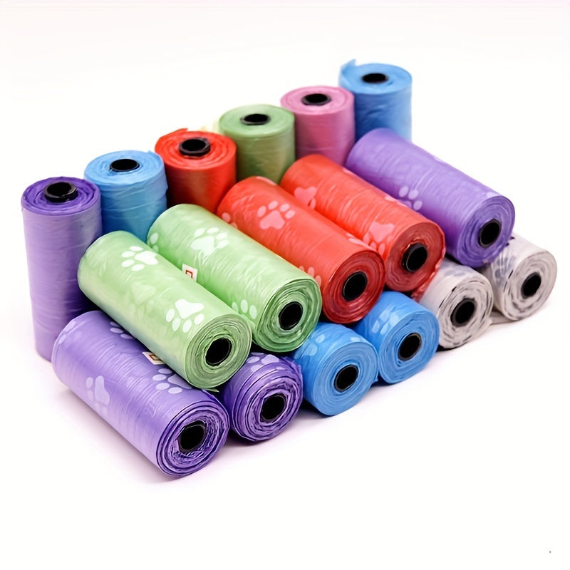 150/300/600pcs Random Color Cartoon Paw Graphic Dog Poop Bags Pet Poop Bags Leak-Proof Dog Waste Bags For Pet Supplies