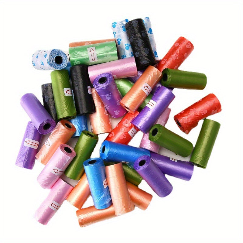 150/300/600pcs Random Color Cartoon Paw Graphic Dog Poop Bags Pet Poop Bags Leak-Proof Dog Waste Bags For Pet Supplies