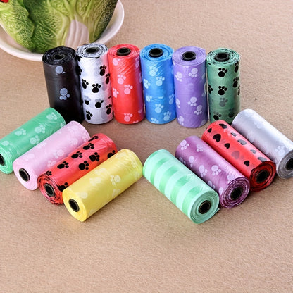 150/300/600pcs Random Color Cartoon Paw Graphic Dog Poop Bags Pet Poop Bags Leak-Proof Dog Waste Bags For Pet Supplies