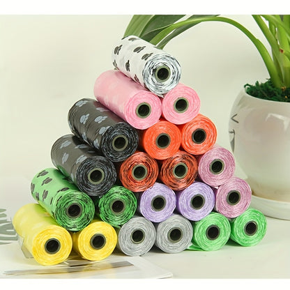 150/300/600pcs Random Color Cartoon Paw Graphic Dog Poop Bags Pet Poop Bags Leak-Proof Dog Waste Bags For Pet Supplies